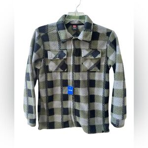 Quiksilver Fleece Boy’s Large 14-16 Shacket Jacket Gray Plaid Snap Front New